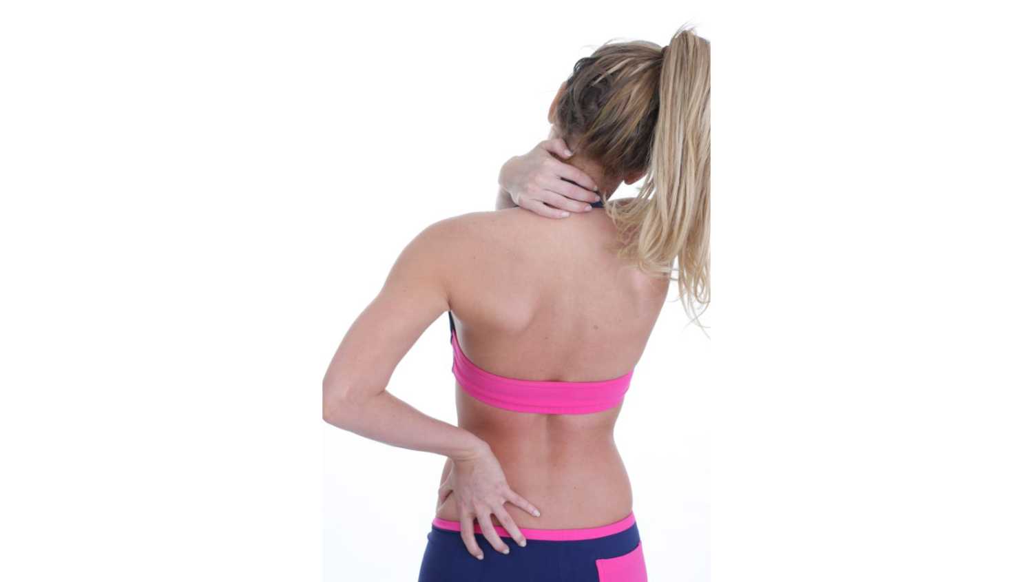 Kobieta odwrócona plecami z dolegliwościami bólowymi